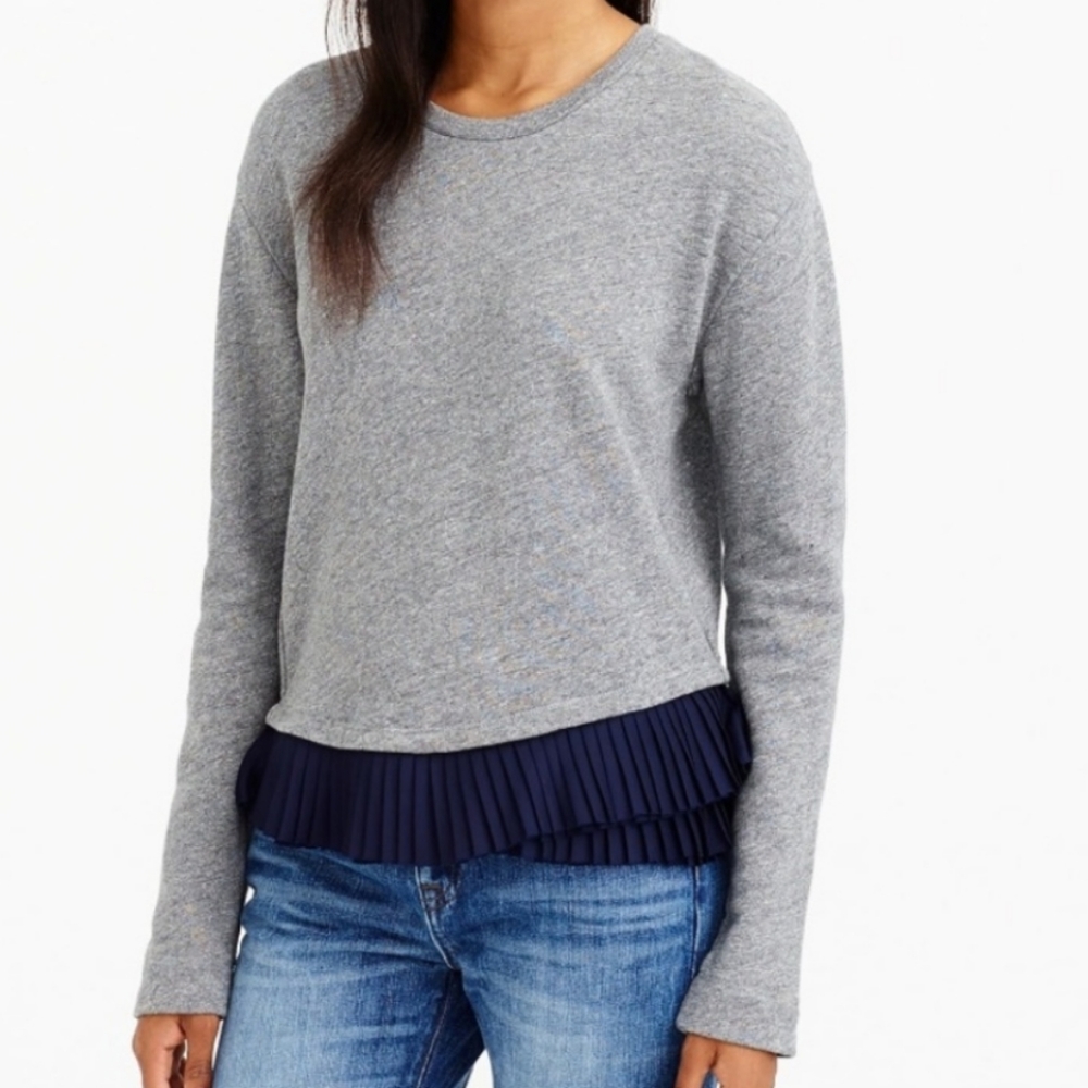 J Crew Ruffle Hem Pullover Sweatshirt